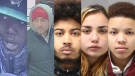 (From left to right) Suspects Arthur McLean, Adisoon Admoon, Daeshawn Grant, Kaelin Sankar and Tanika Galloway are seen here. (Toronto Police Service)