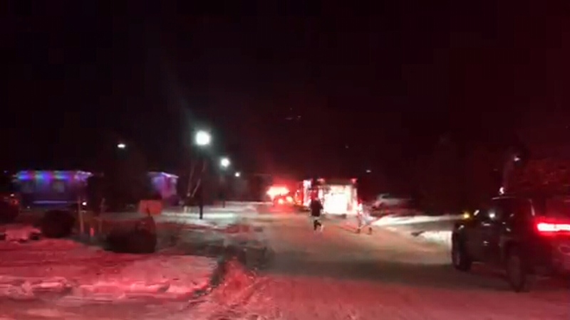 A 24-year-old man was taken airlifted to hospital after a snowmobile crash on the La Salle River in Manitoba on Dec. 27, 2019. (Source: Rachel Lagacé/ CTV News Winnipeg)