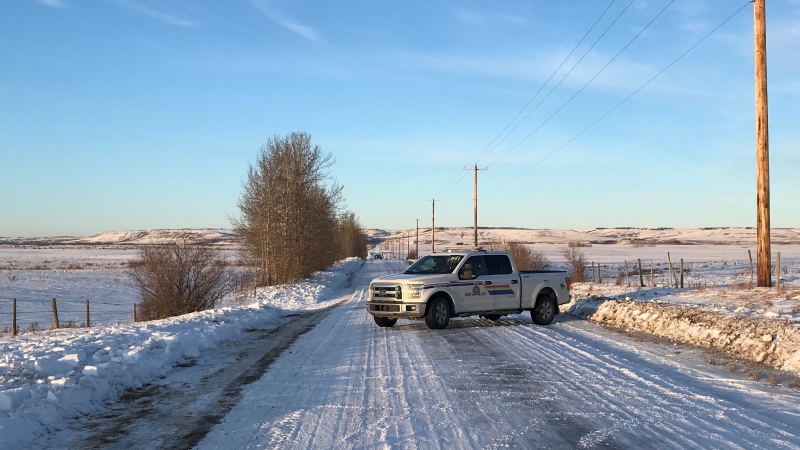 RCMP blocked off an area west of Calgary on Dec. 29, 2019, after a man's body was found near Springbank Airport. 