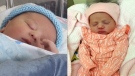 A boy, still unnamed, and Lexie-Anne Dubois (R) made history as the first babies born in the region in 2020.