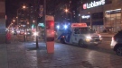An ambulance is seen outside North York Centre Station early Saturday morning following a stabbing.