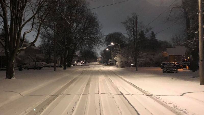 Side roads were snow covered following a system on January 5, 2020. (Justin Zadorsky / CTV London)