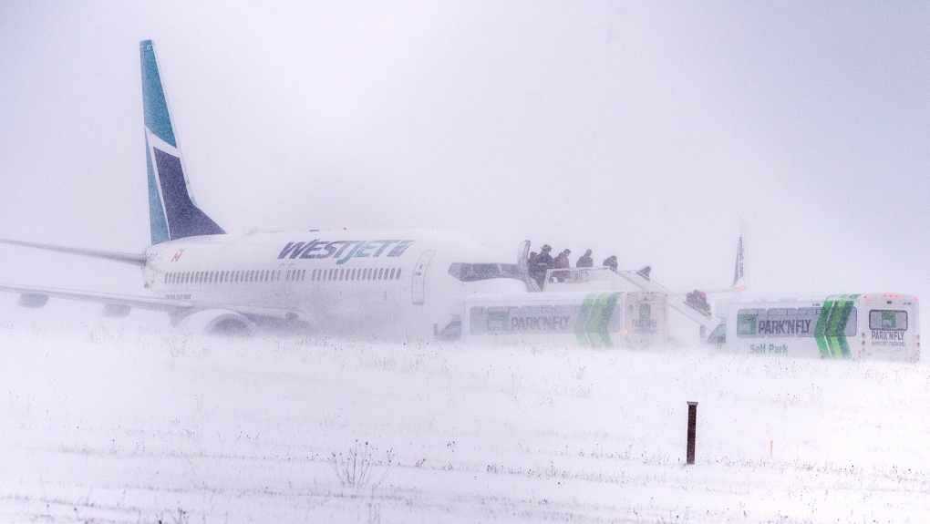 plane skids off runway