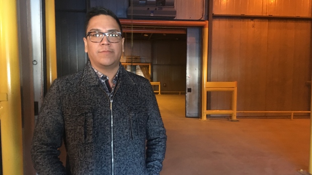 Chief Brady O’Watch from the Carry the Kettle Nakoda Nation stands in one of the currently-vacant buildings at the site of the former Indian Head Tree Nursery. (Cole Davenport/CTV News Regina)