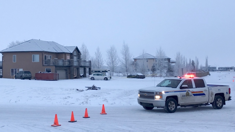 RCMP are on the scene of a shooting in Conrich, east of Calgary, that sent a woman to hospital. 