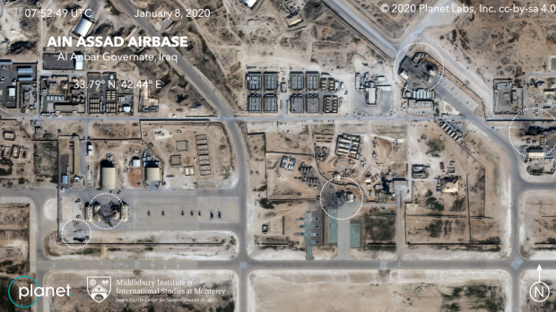 Images of bombed U.S. Iraq bases