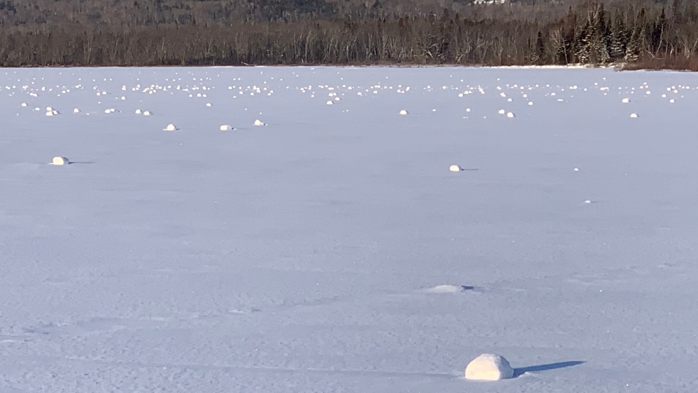 Snow rollers seen on Sudbury's Vermillion Lake