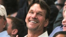 Actor Patrick Swayze watches the Los Angeles Lakers and San Antonio Spurs play in the first half in Game 2 of the NBA Western Conference basketball finals in Los Angeles on May 23, 2008. (AP / Mark J. Terrill)