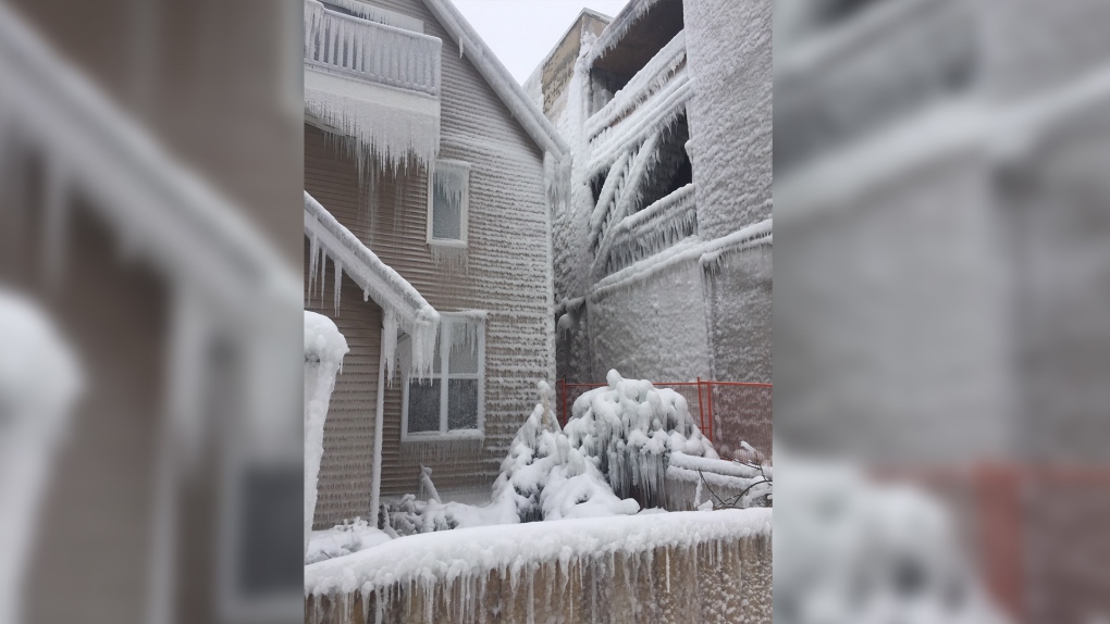 House covered in ice.