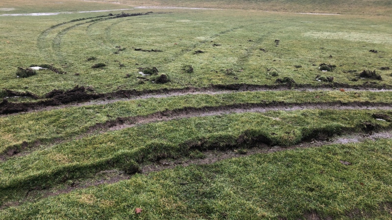 More damage to the fields at Greenway Park. (Courtesy City of London)