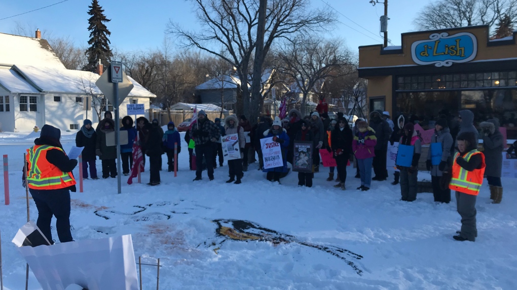 Dozens brave the cold for Saskatoon Women's March