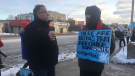 Unifor president Dave Cassidy joins teachers on the picket line in Windsor, on Tuesday, Jan. 21, 2020. (Bob Bellacicco / CTV Windsor) 