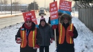 Elementary Teachers' Federation of Ontario members picket along Bradley Avenue in London, Ont. on Wednesday, Jan. 22, 2020. (Sean Irvine / CTV London) 