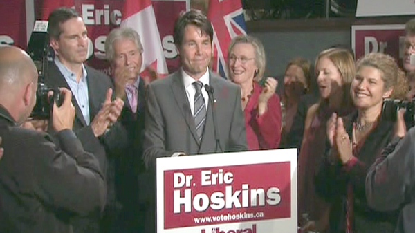 Dr. Eric Hoskins, the new Liberal MPP-elect for St. Paul's, takes in a moment of applause on Thursday, Sept. 17, 2009.