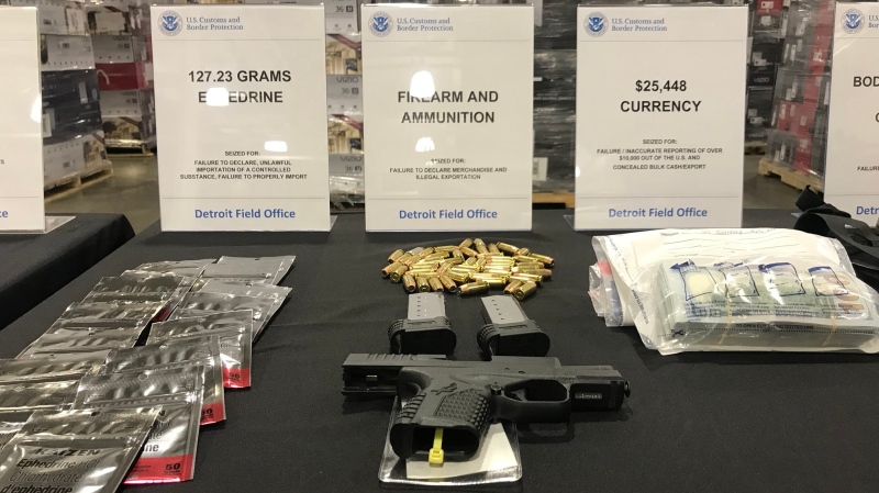  A small sample of items seized at the Windsor-Detroit border over the past year in Detroit on Wednesday, Jan. 29, 2020. (Rich Garton / CTV Windsor)