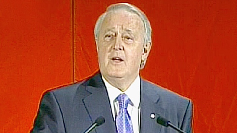 Former Prime Minister Brian Mulroney speaks in Montreal on Thursday, Sept. 17, 2009 at a 25th anniversary celebration of his landslide victory.