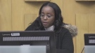 City Councillor Arielle Kayabaga speaks during budget discussions at city hall in London, Ont. on Thursday, Jan. 30, 2020. (Daryl Newcombe / CTV London)