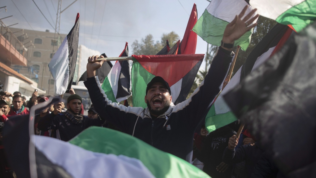 Palestinian protesters rally in Gaza City