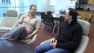 Paramedic Adam Tapp, left, and Dr. Andrea Soddu speak at Western University's Brain and Mind Institute in London, Ont. on Friday, Jan. 31, 2020. (Celine Zadorsky / CTV London)