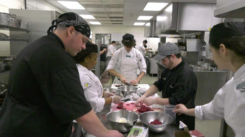 Students participate in the Canadian Culinary Championships at Algonquin College in Ottawa on Friday, Jan. 31, 2020. (Christopher Scott / CTV News Ottawa)