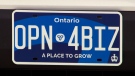 Ontario's new licence plates feature a dark blue theme with a new slogan and redesigned trillium logo. (CTV News Toronto)