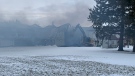 Smoke filled the air as crews worked to control a fire in Perth East. (Jeff Pickel / CTV Kitchener)