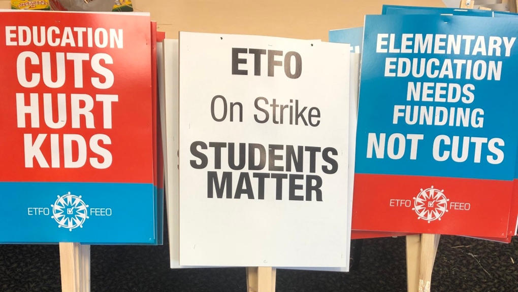 ETFO strike signs