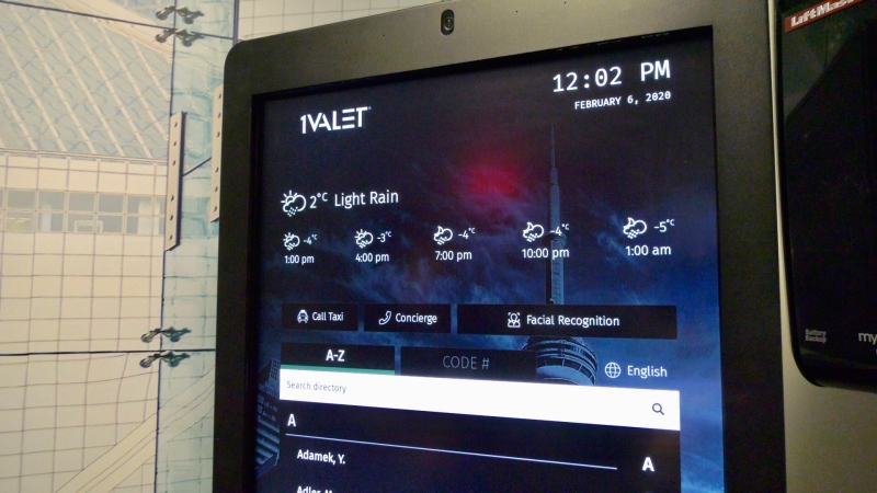 An entry console with facial recognition is one of the features of Ottawa-based 1Valet's smart apartment.