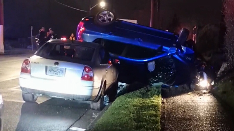 One person was sent to hospital for treatment of non-life threatening injuries following a rollover crash early Thursday: (Submitted) 