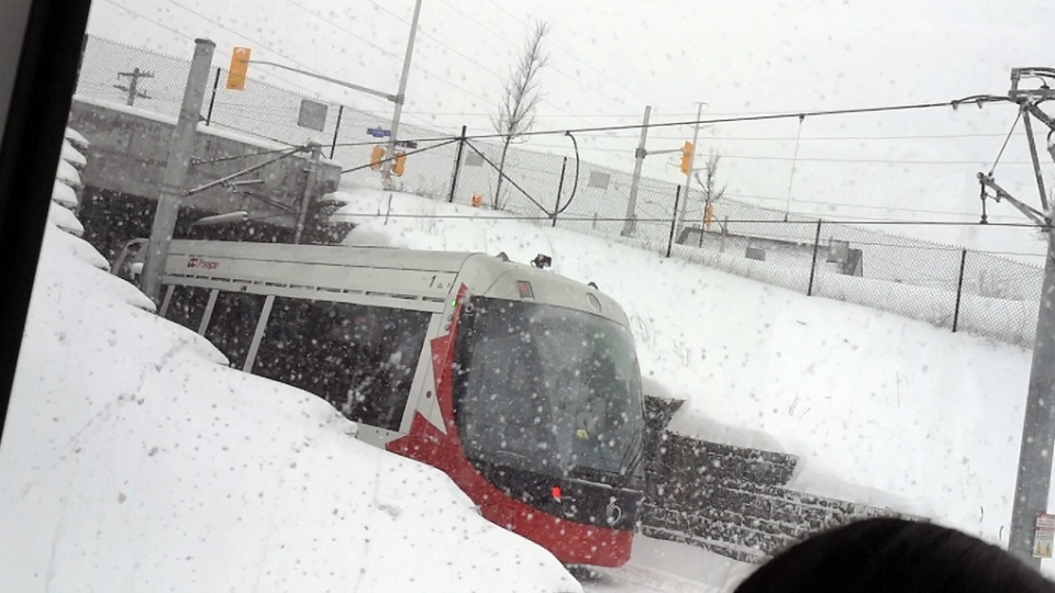 Stalled train on LRT line in Ottawa.  