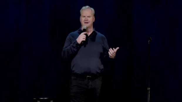 Jim Gaffigan in a still from a live performance.