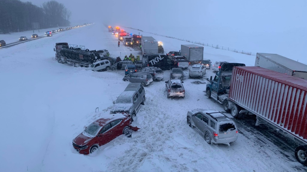 Vehicle pile up on Highway 20