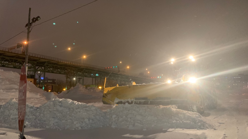 Snow clearing operations began in Montreal after the massive dump of snow Feb. 7, 2020. (Daniel J. Rowe/CTV News)
