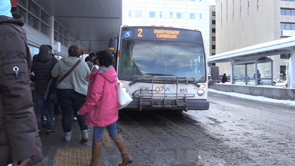 GOVA bus at downtown Sudbury terminal