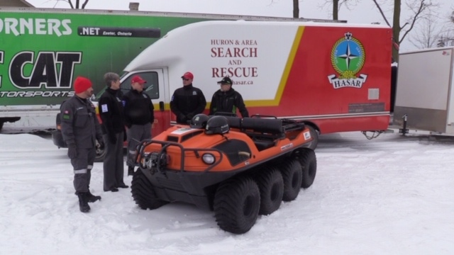 The Huron and Area Search and Rescue team show some of their gear in Huron County, Ont. on Monday, Feb. 10, 2020. (Scott Miller / CTV London)