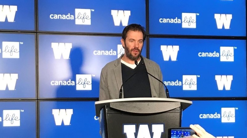Blue Bombers' general manager Kyle Walters addresses the media on the opening day of CFL free agency.