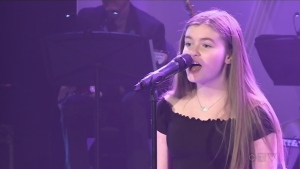 Ellie Rajotte sings for the CTV Lions Telethon