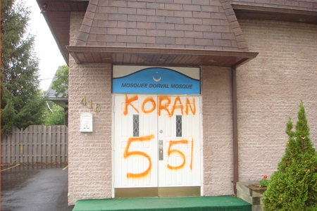The Dorval mosque has been targetted four times in the past year (Sept. 19, 2009)