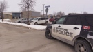 Police investigate after a stabbing outside Little Falls Public School in St. Marys, Ont. on Wednesday, Feb. 12, 2020. (Scott Miller / CTV London)