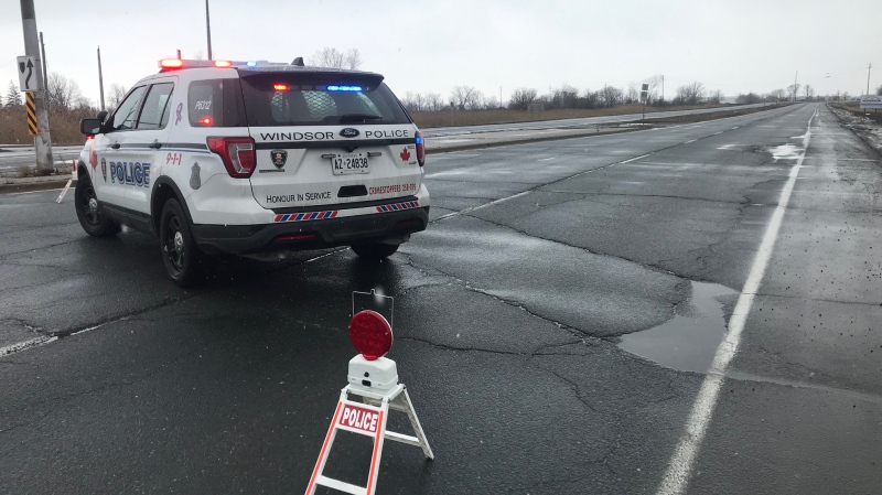 Police are investigating after a crash on E.C. Row Expressway between Banwell and Lauzon in Windsor on Feb. 13, 2020. (Angelo Aversa / CTV Windsor)