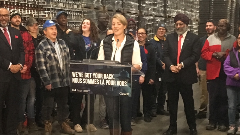 Minister Economic Development and Official Languages Mélanie Joly at Highbury Canco Corp. in Leamington on Thursday, Feb. 13, 2020. (Bob Bellacicco / CTV Windsor)