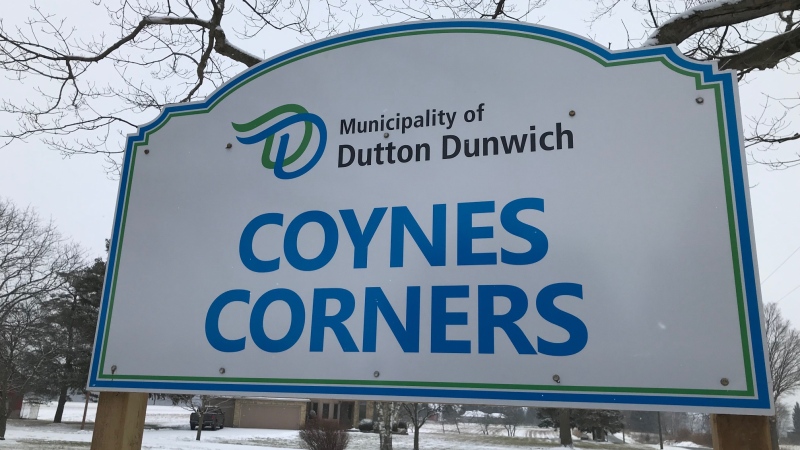 Coynes Corners sign  in Dutton Dunwich (CTV News / Sean Irvine)