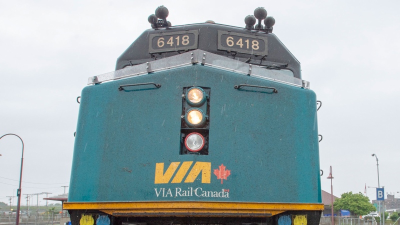A Via Rail train heading to Toronto is seen at the Dorval station Tuesday, June 25, 2019 in Montreal. (THE CANADIAN PRESS/Ryan Remiorz)