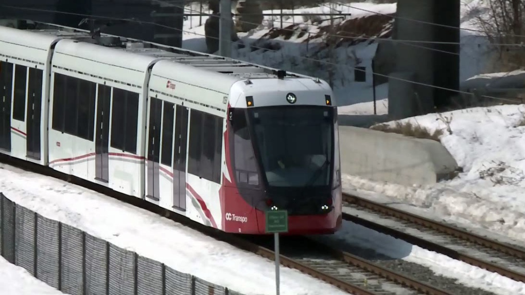 LRT train in winter