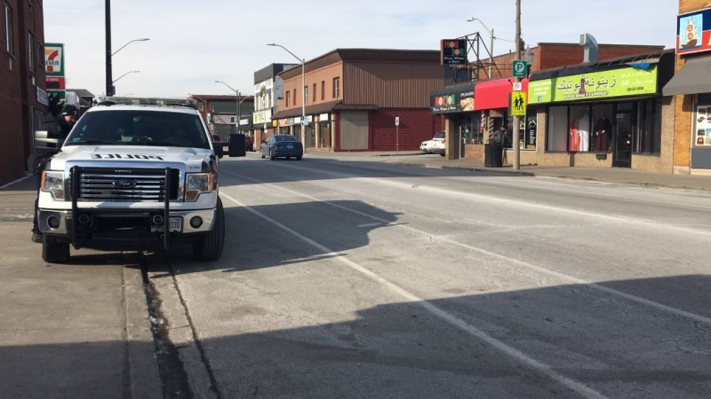 Location on Wyandotte Street where an elderly pedestrian was struck on Feb. 15, 2020. (Ricardo Veneza/CTV Windsor)
