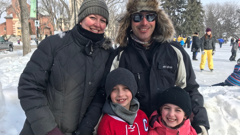 The Swicheniuk family goes for a skate on Family Day. (Chad Leroux/CTV Saskatoon)