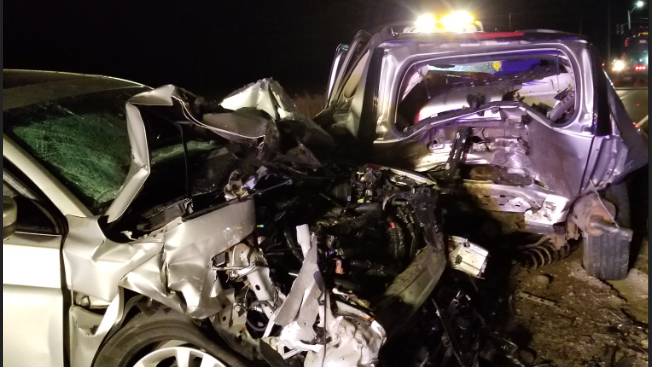 Emergency crews responded to a crash on Walker Road in Tecumseh, Ont., on Tuesday, Feb. 18, 2020. (Courtesy OPP)