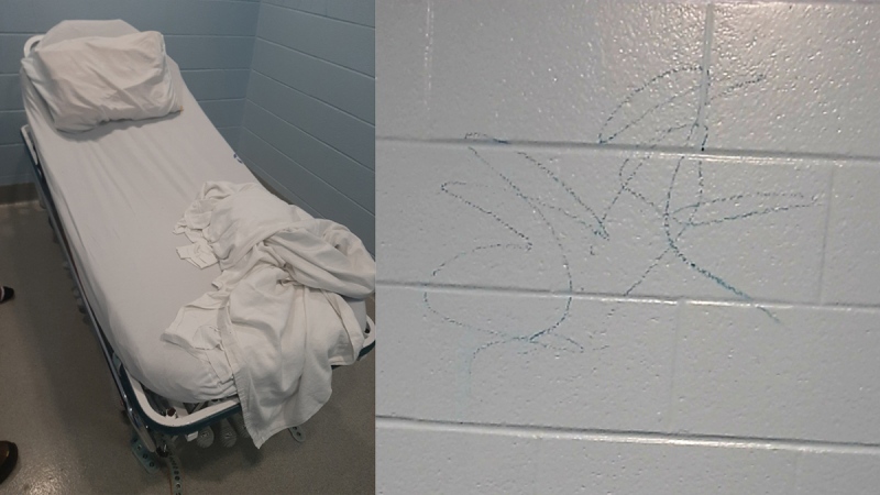 Images from inside a seclusion room at London Health Sciences Centre's Victoria campus are seen in these photos provided by the family of Cathy Johnson.