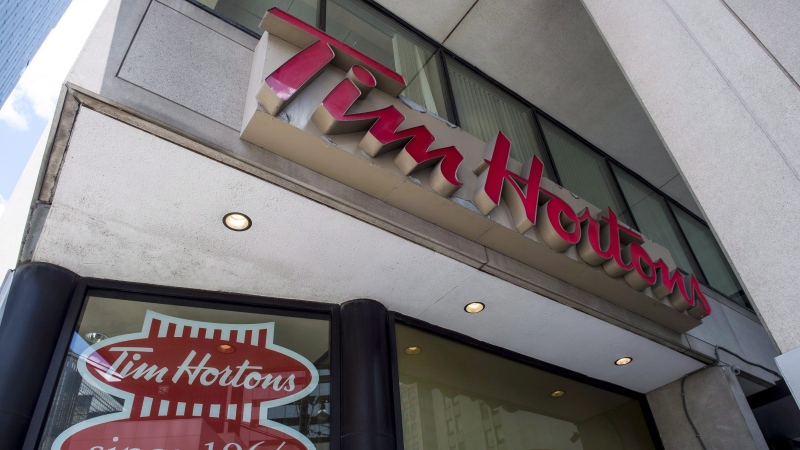 A Tim Hortons coffee shop in downtown Toronto, on Wednesday, June 29, 2016. THE CANADIAN PRESS/Eduardo Lima.