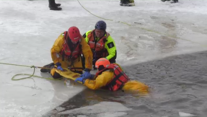 Ice water rescue training 